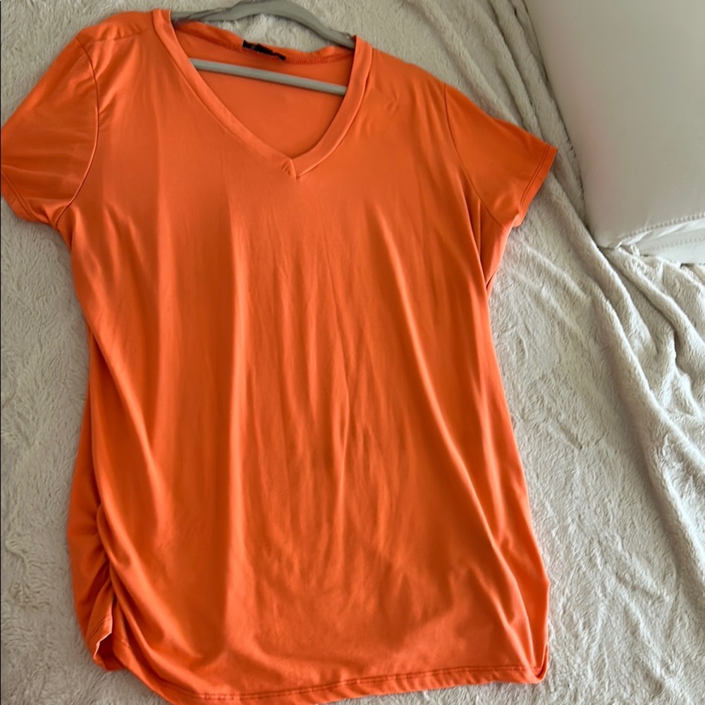 Orange V-Neck Women's Top